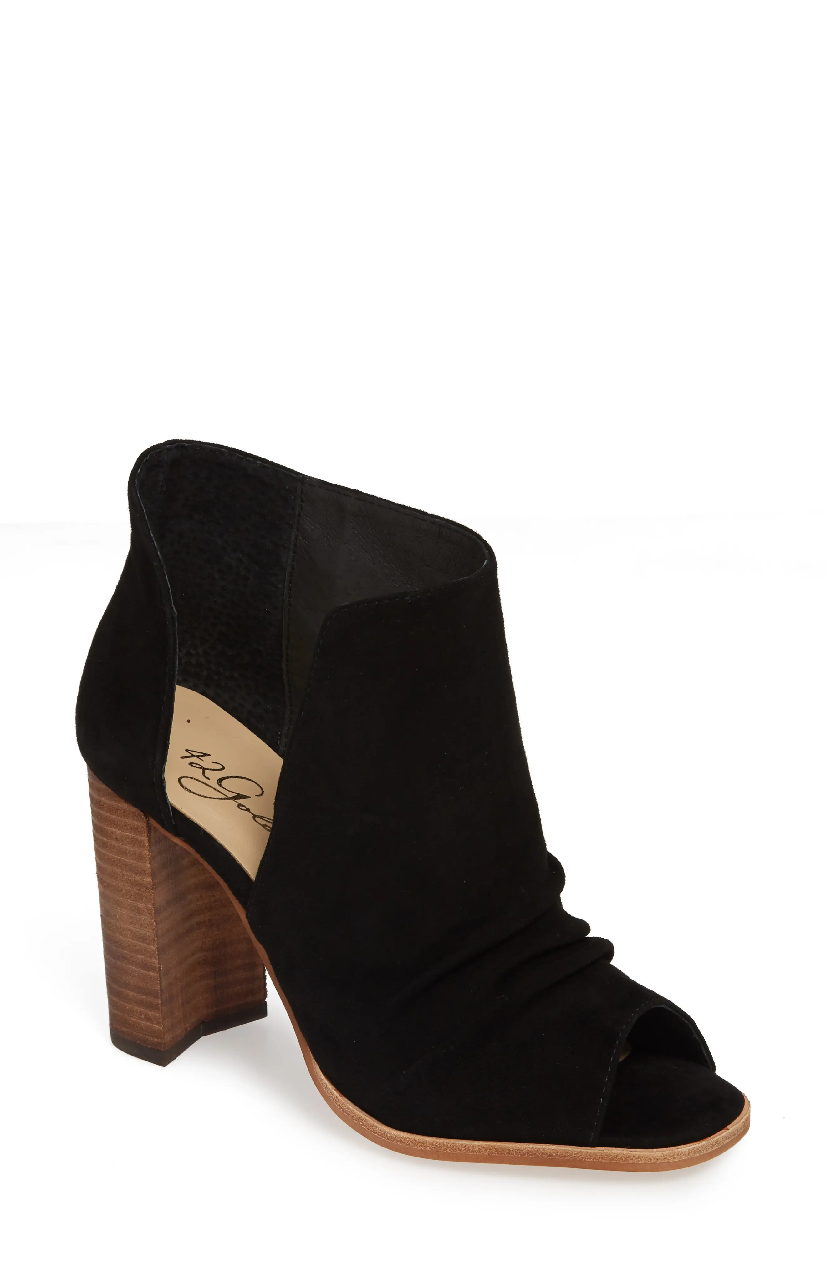 42 Gold Loyalty Open Toe Bootie, Size 11 in Black Suede at Nordstrom | Nordstrom
