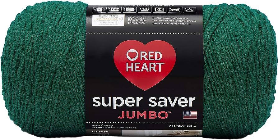 RED HEART Super Saver Jumbo Yarn, Paddy Green | Amazon (US)