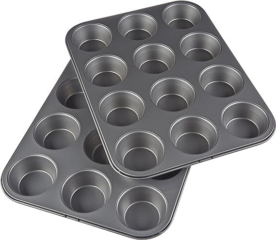 AmazonBasics Nonstick Carbon Steel Muffin Pan, Set of 2, 12 Cups Each | Amazon (US)