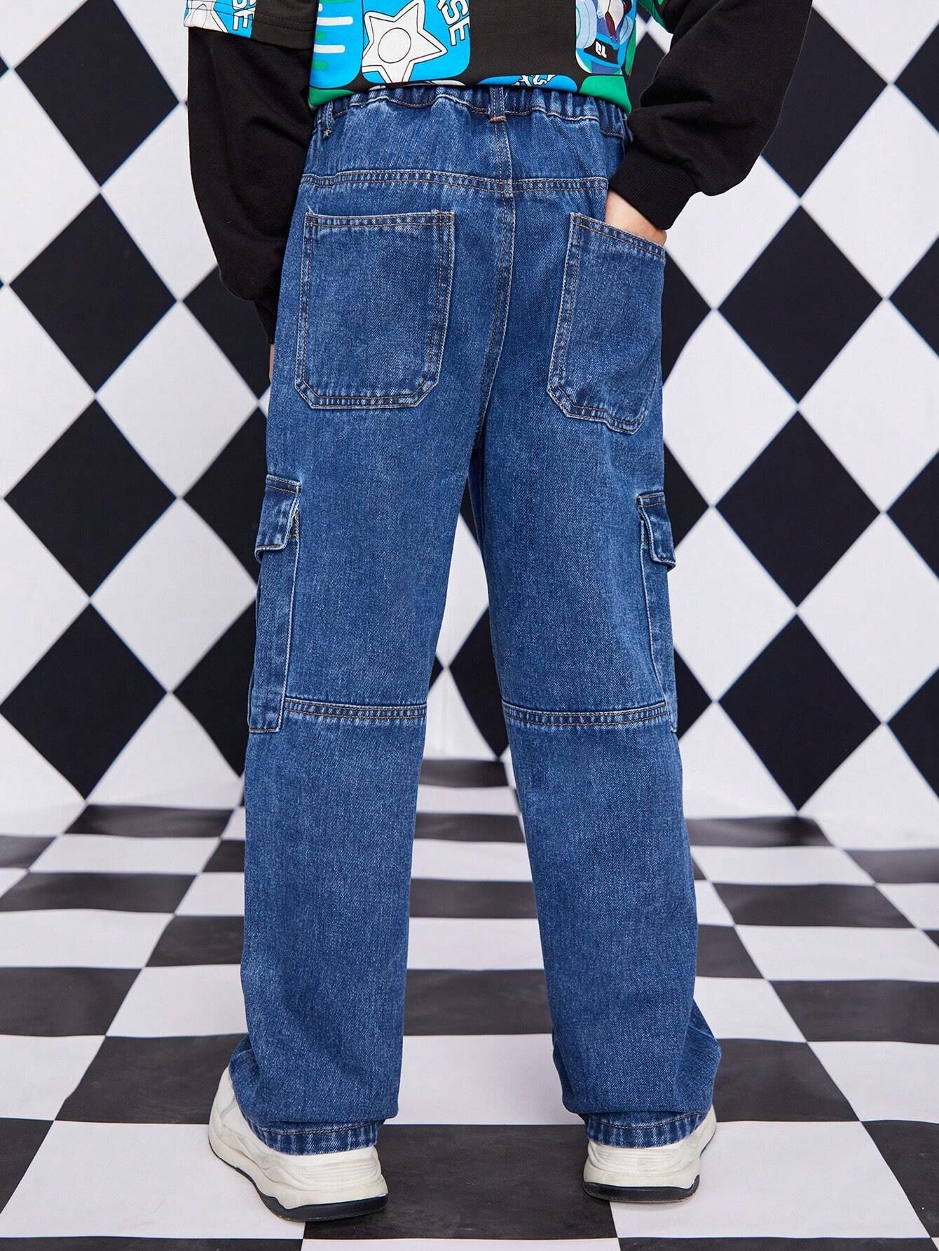 Tween Boy Flap Pocket Side Cargo Jeans | SHEIN