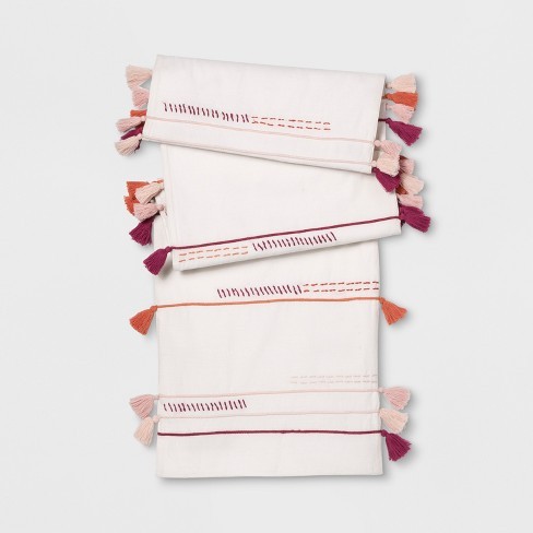 Embroidered Colored Tassel Table Runner - Opalhouse™ | Target