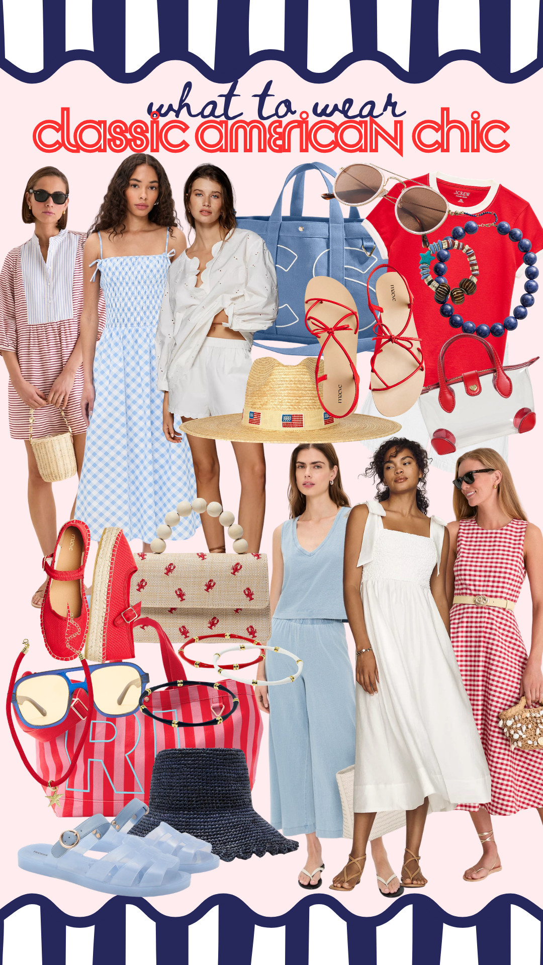 Classic American chic forever 🇺🇸❤️ gingham, breezy blues, woven bags, and all the patriotic summer staples I’m loving lately ✨ 

 #LTKootd #LTKSeasonal #LTKTravel