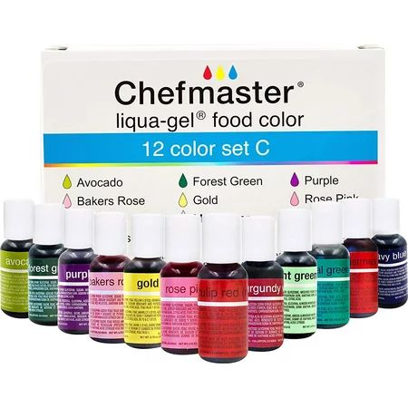 Chefmaster: Liqua-Gel Food Coloring - 12 Color Set C - Fade Resistant Food Coloring - 12 Pack - Vibr | Walmart (US)