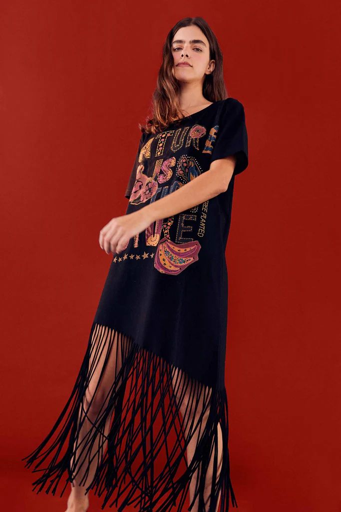 NATURE IS THE FUTURE FRINGES T SHIRT DRESS | FarmRio