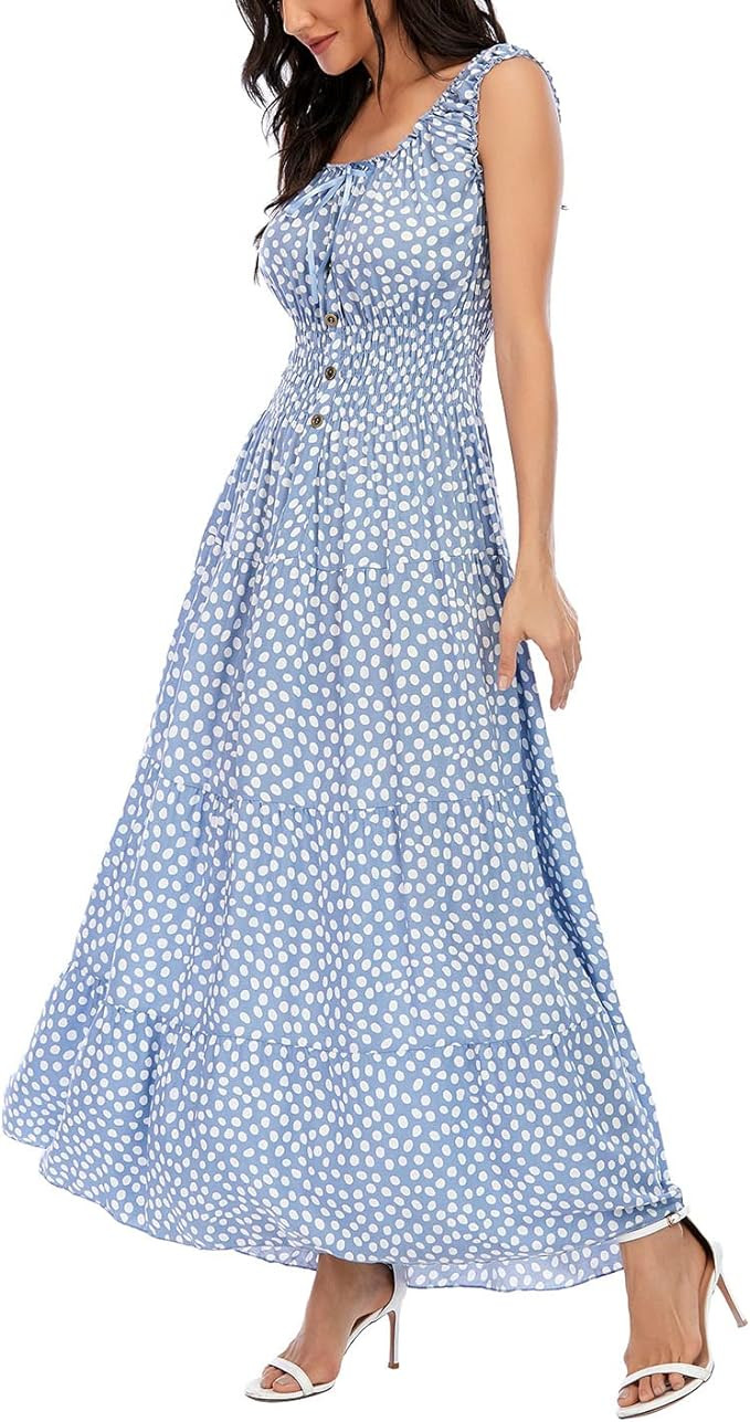 OSTOO Women's 2026 Summer Boho Floral Print Tiered Casual Flowy Long Maxi Dress | Amazon (US)