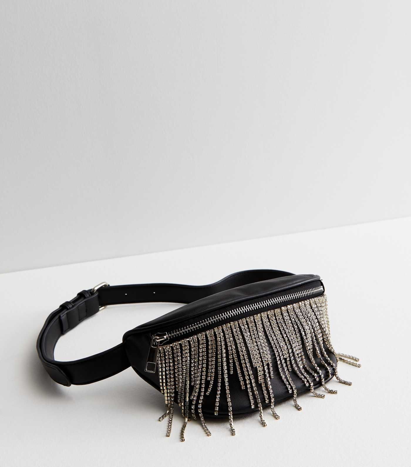 Black Leather-Look Diamanté Fringe Bumbag
						
						Add to Saved Items
						Remove from Save... | New Look (UK)