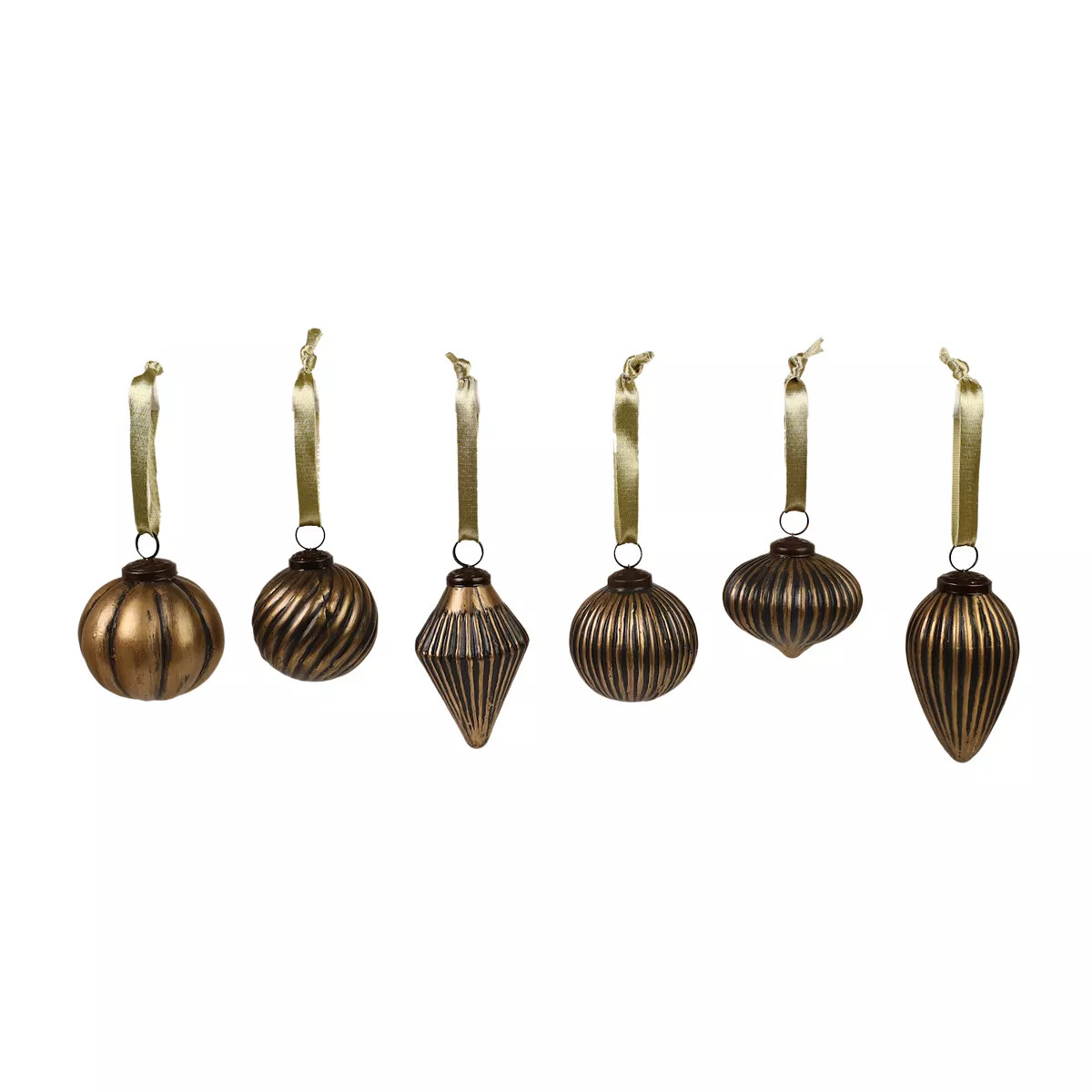 St. Nicholas Square® 6-pc. Distressed Gold Glass Christmas Ornament Set | Kohl's