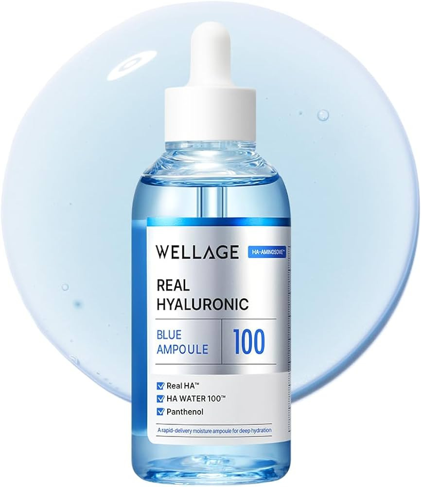 WELLAGE Real Hyaluronic Blue Ampoule 100, Korean Hydrating Serum for Face, Fragrance Free Hyaluro... | Amazon (US)