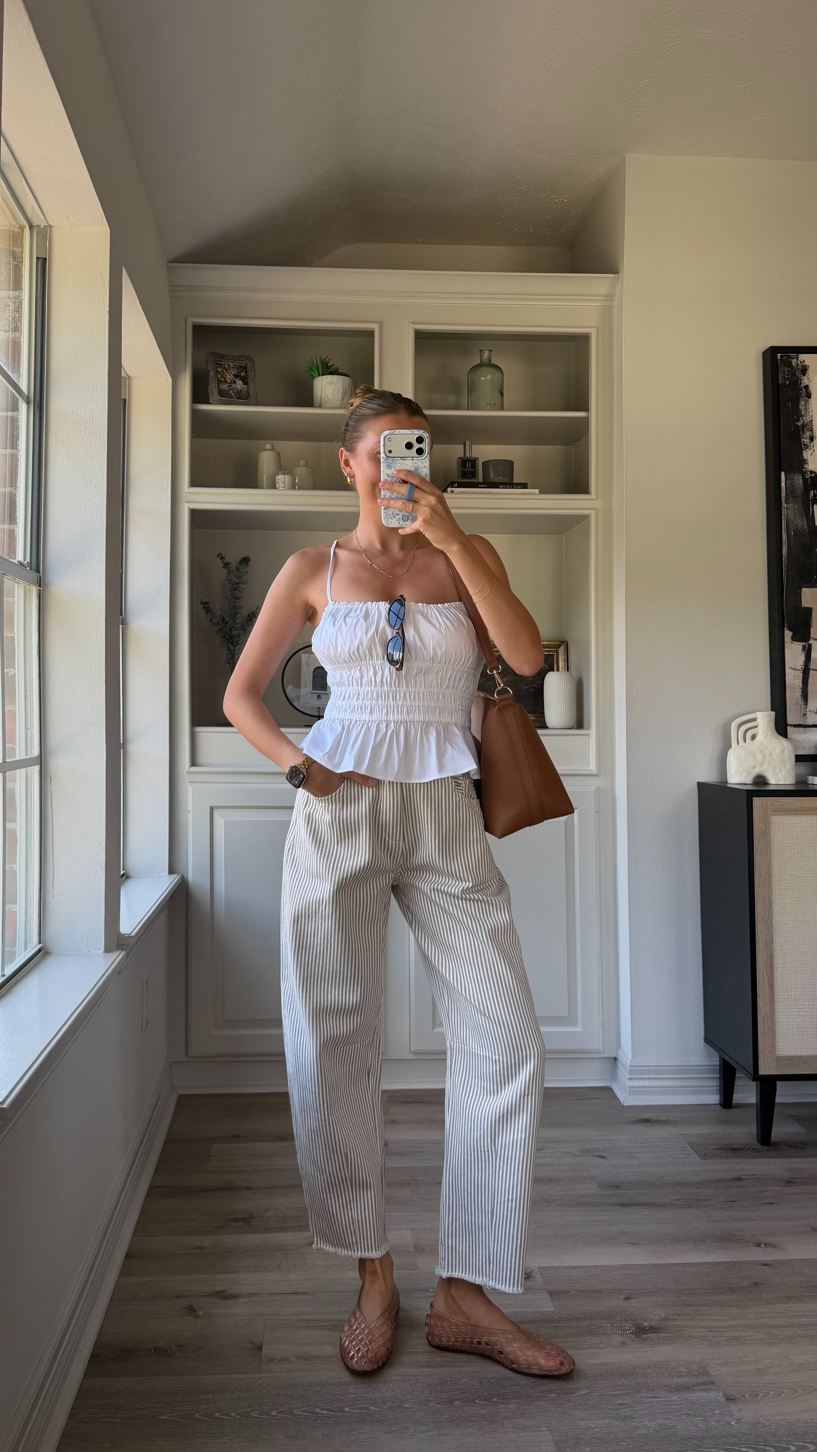 Cute casual summer mom ootd | S in tank and striped barrel jeans!
 

 #LTKootd #LTKmomlife