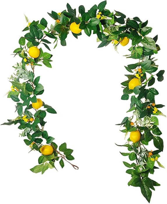 IUIBMI 6 Feet Artificial Lemon Garland Spring Fruit Garland with Lemons Artificial Lemon Vines Ga... | Amazon (US)