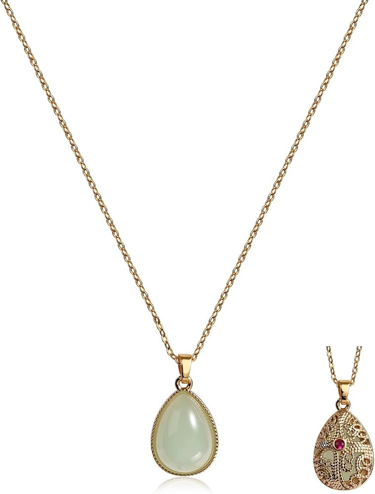 14K Gold Plated Jade Necklace for Women- Teardrop Green Jade Pendant Necklace, Meaningful Jade Je... | Amazon (US)