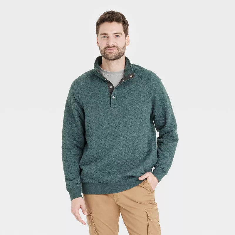Men's 1/4 Front Snap Quilted Sweatshirt - Goodfellow & Co™ | Target