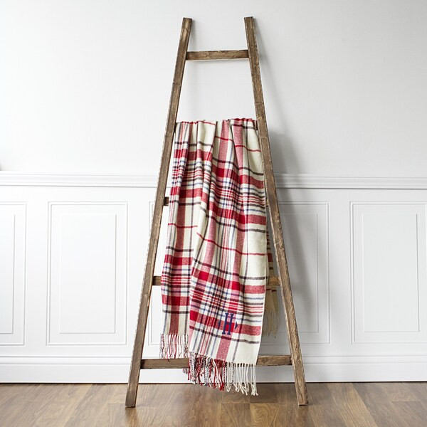 Personalized Red Plaid Throw | Bed Bath & Beyond