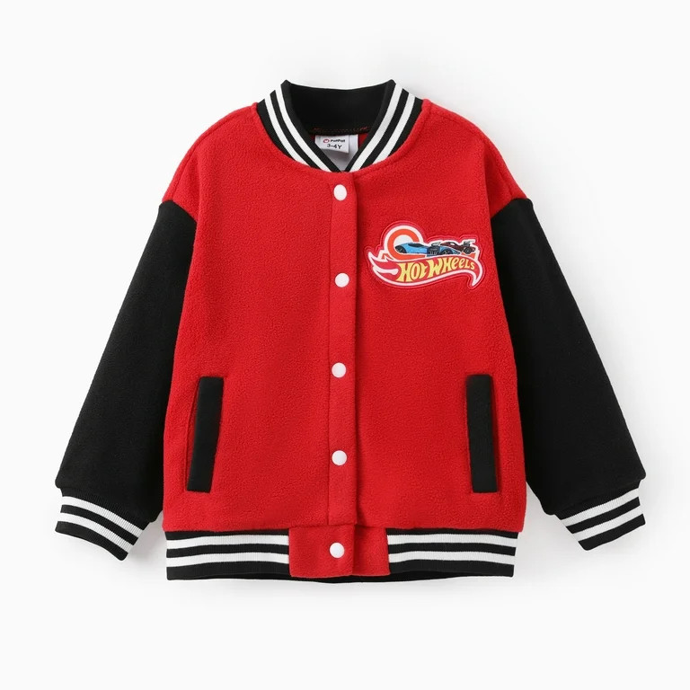 Hot Wheels Boys Bomber Jacket Graphic Fleece Stand Collar Red Outerwear Varsity Jacket Sizes 3-10... | Walmart (US)