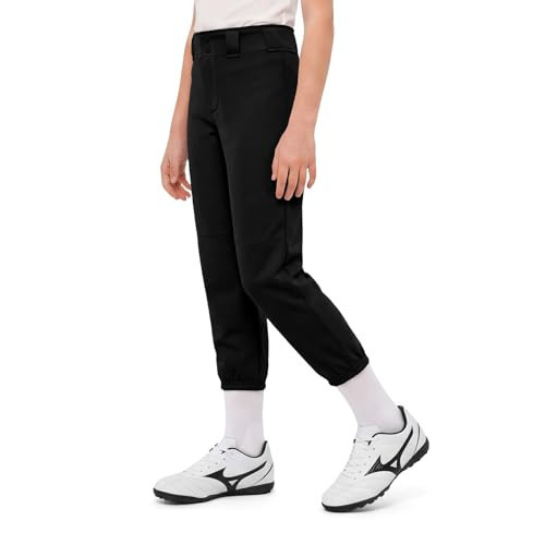 Girls Black Softball Pants Toddler Youth Baseball Tee Ball Pants with Belt Loops Pockets (9-10 Years) | Amazon (US)