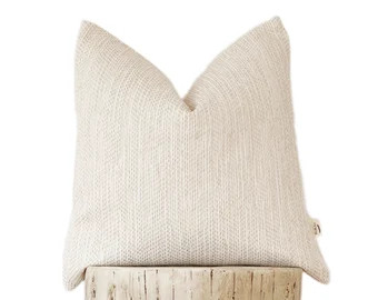 Off White Pillow Cover Chenille Textured Pillow Beige Cushion - Etsy | Etsy (US)