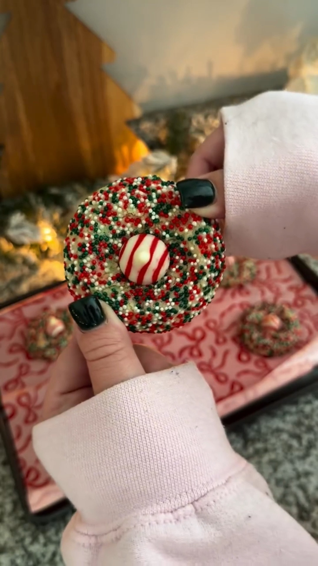 Candy cane sugar cookies ♥️✨🍪 these were so good! Magnolia Table Sugar Cookies are available at Target! 🎯 #asmr #christmas #holidaytreats #aesthetic #satisfyingvideo #fyp #foryoupage #asmrsounds #satisfying #organizedhome #bakewithme #sprinklecookies