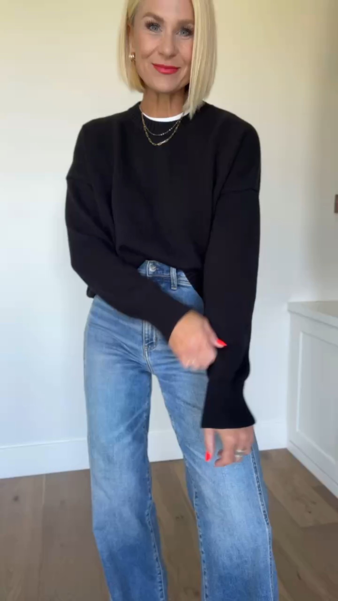 Back-to-school mornings made easy 🍂 This black Quince sweater (wearing a medium) paired with my Nordstrom Daze blue jeans (27x28) is my go-to for drop off, pick up, and everything in between. Effortless, versatile, and ready for all the fall vibes ✨

#LTKBackToSchool #LTKFallFashion 

#LTKSeasonal #LTKFindsUnder50 #LTKOver40 #LTKFindsUnder100