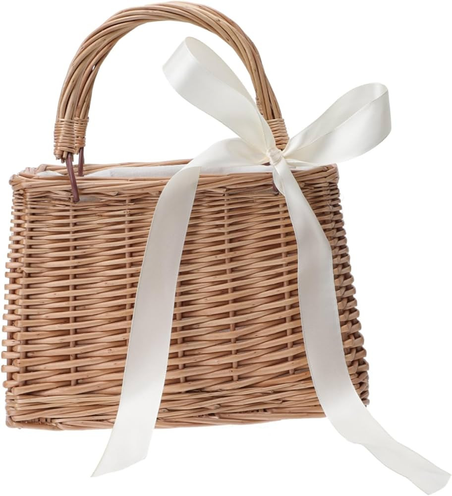 VOSAREA 1pc Rattan Flower Basket Hand Woven Purse Delicate Woven Bag Flower Girl Basket Easter Ba... | Amazon (US)