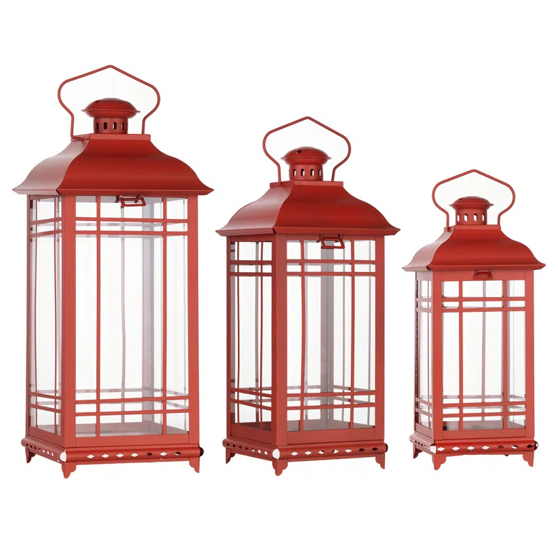 Lantern (Set Of 3) 14"H, 17"H, 20"H Metal/Glass (Set of 3) | Wayfair North America