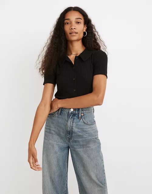 Ribbed Polo Button-Front Tee | Madewell