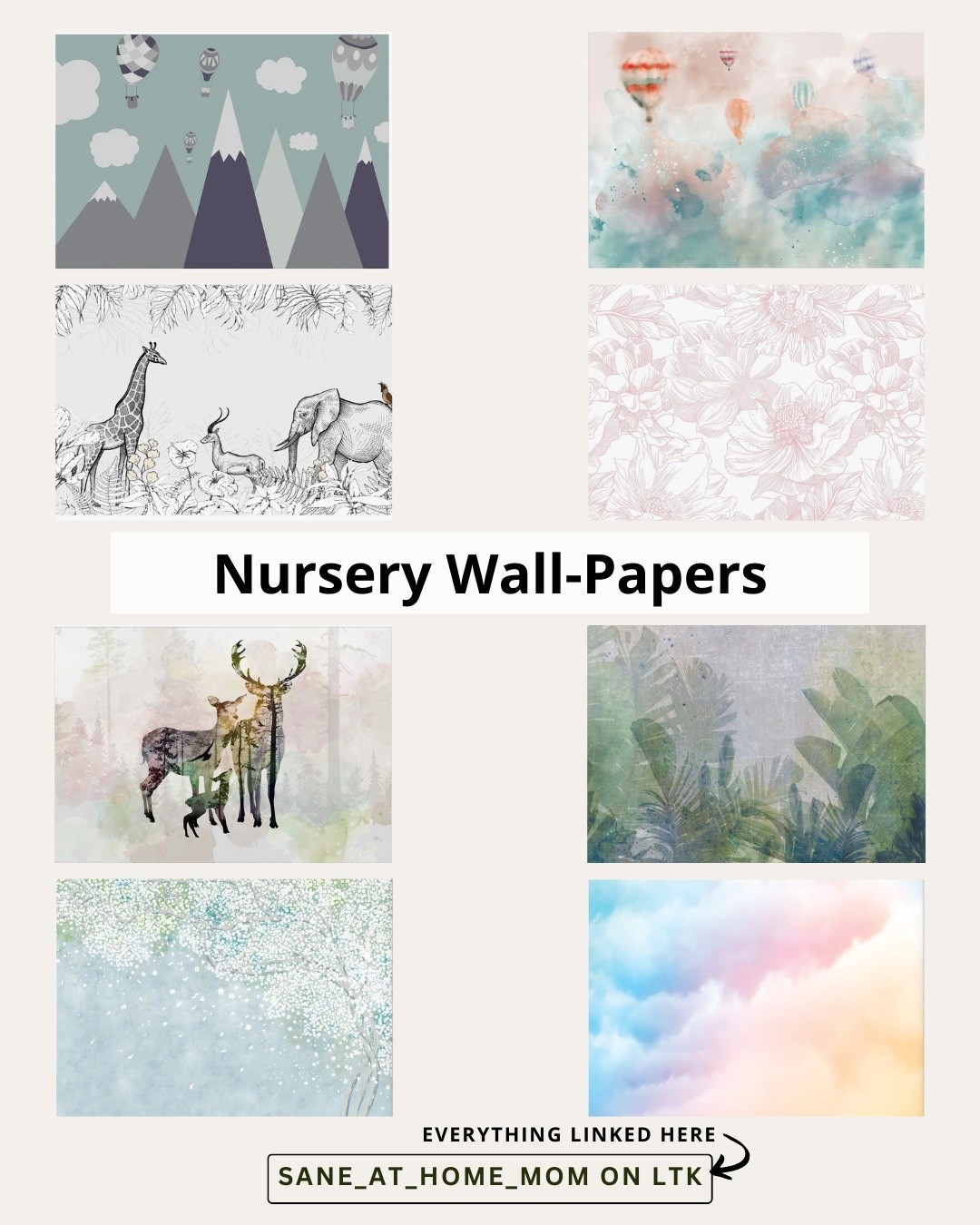 Neutral and pastel nursery wallpapers to create a calm, cozy baby room. This curated edit includes floral nursery wallpaper, greenery prints, hot air balloon designs, cloud patterns, and soft animal wall murals — perfect for a minimalist nursery or gender-neutral baby room.

Shop all nursery wallpaper designs directly through LTK here and transform your baby’s space with timeless, soft decor.

#nurseryideas
#babyroomdecor
#minimalistnursery
#neutralhome

#LTKHome #LTKBaby #LTKmomlife
