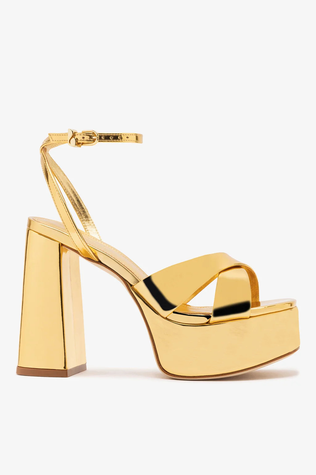 Dolly X Platform Sandal In Gold Specchio | Larroude