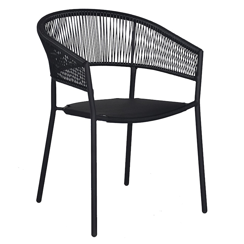 Brody Curved-Back Black Wicker Outdoor Chair | At Home
