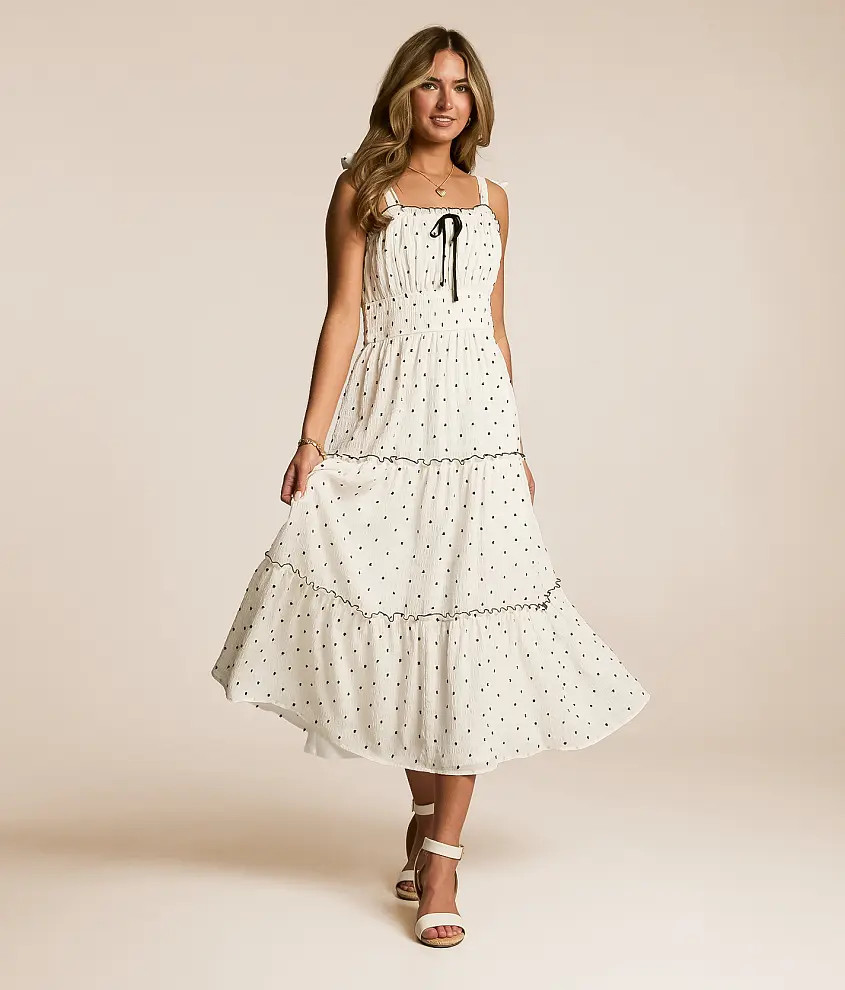 Floral Swiss Dot Tiered Midi Dress | Buckle
