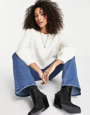 Free People Carter slouchy knit jumper in ivory | ASOS (Global)
