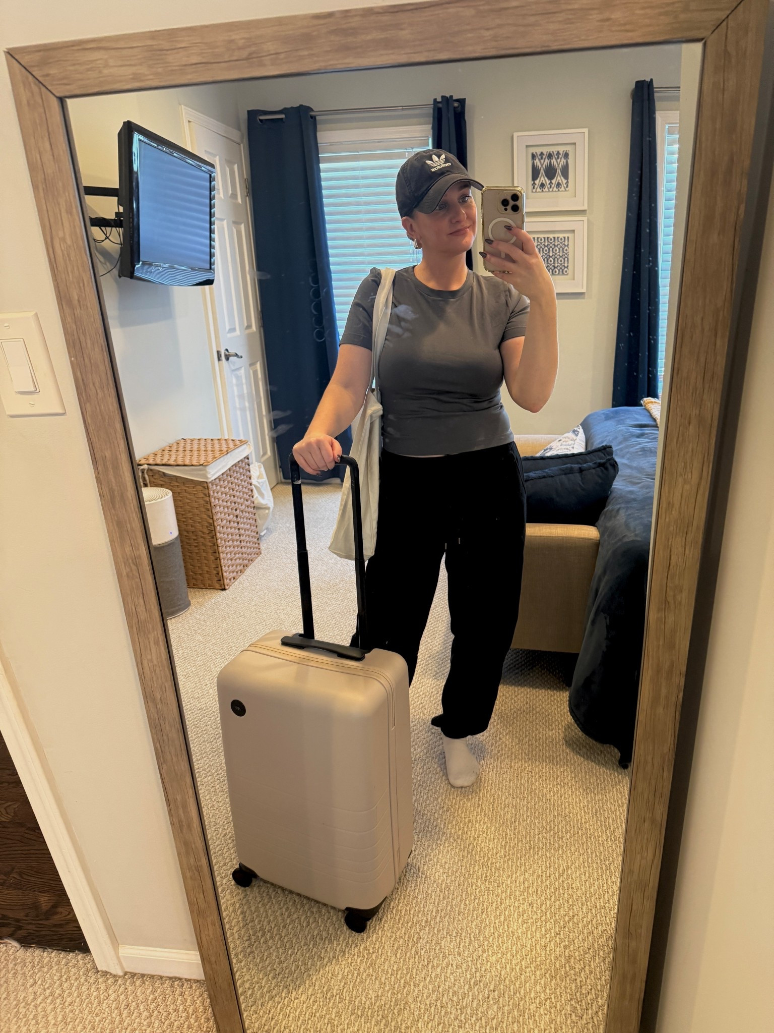 Travel outfit with Monos luggage which I love! Wearing a small in joggers and large in shirt  

#LTKootd #LTKdayinmylife #LTKTravel