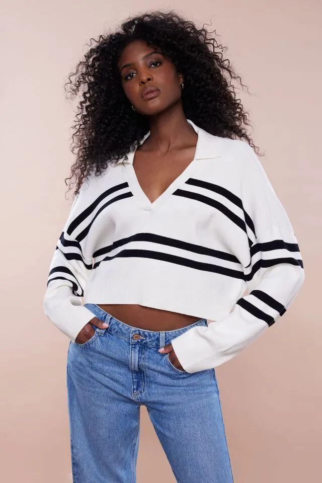 Cropped Polo Sweater | Dynamite Clothing