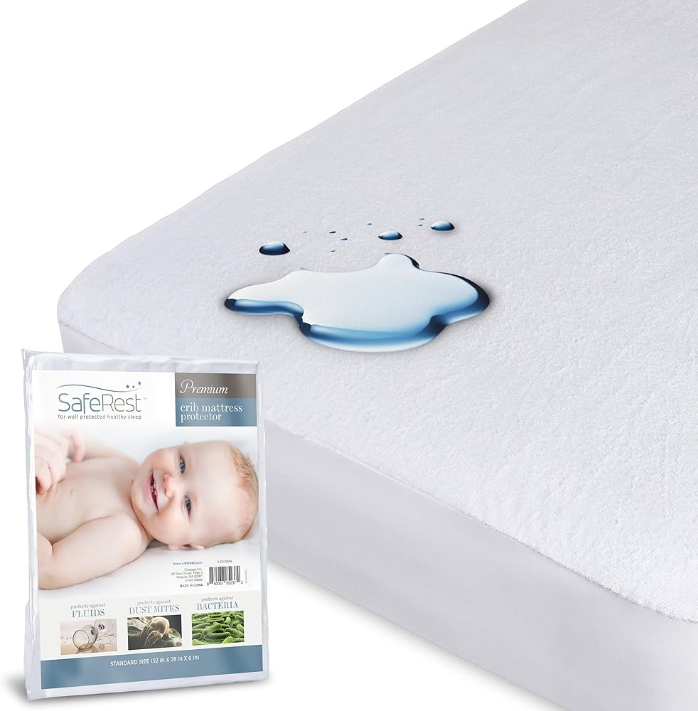 SafeRest Waterproof Crib Size Mattress Protector - Fitted with Stretchable Pockets - Machine Wash... | Amazon (US)