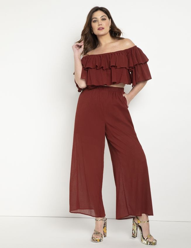 Wide Leg Gauze Pant | Eloquii