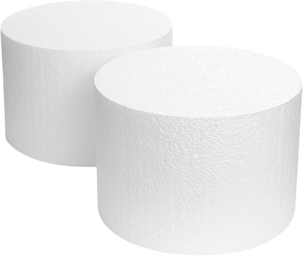 2 Pack Foam Cake Dummies, 6x4 Inch White Dummy Cakes Styrofoam Sets, Fake Cake Dummy Cake for Wed... | Amazon (US)