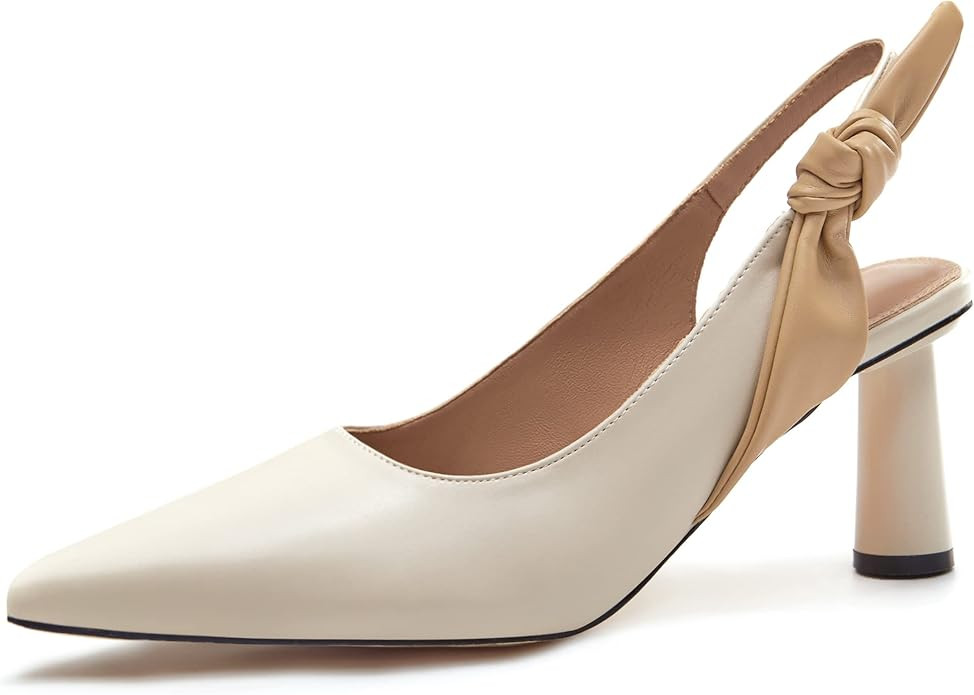 Rilista Women's Slingback Closed Pointed Toe Heels Bowknot Slip On Weding Party Dress Pumps | Amazon (US)