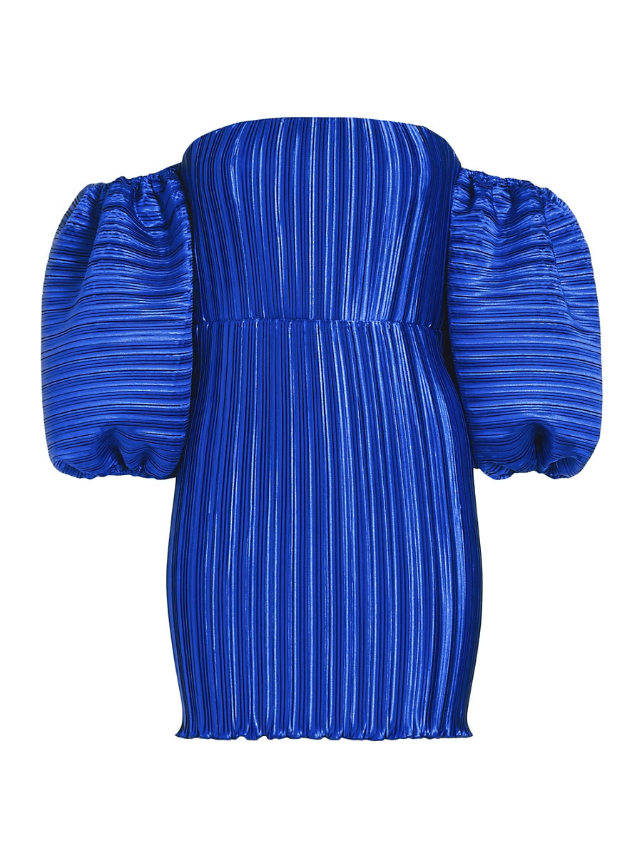 Women's Sirene Pleated Off-The-Shoulder Minidress - Moroccan Blue - Size 4 | Saks Fifth Avenue