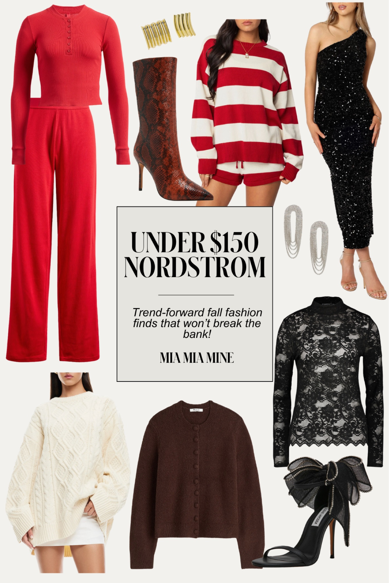 Nordstrom new arrivals/ holiday outfit under $150
Wayf lace top
Snakeskin boots
Skims lounge set
Steve Madden festive heels 


#LTKStyleTip #LTKFindsUnder100 #LTKHoliday