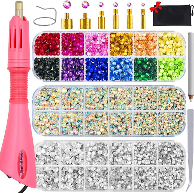 Worthofbest Hotfix Rhinestone Setter, Hot Fix Applicator Tool Bedazzler Kit with rhinestones, Kit... | Amazon (US)