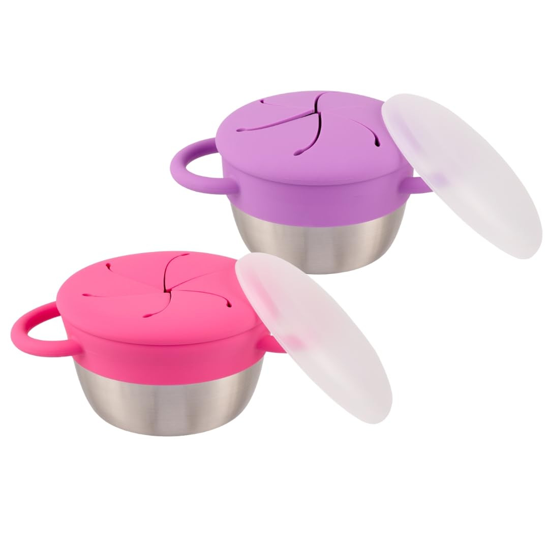 Elk and Friends Stainless Steel Snack Cups – Pack of 2 | Removable Silicone Food Catcher and Tr... | Amazon (US)