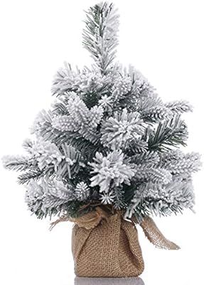 Topro Mini Christmas Tree,1ft Snow Flocked Artificial Pine Christmas Tree,40 Branch Tips,Tabletop... | Amazon (US)