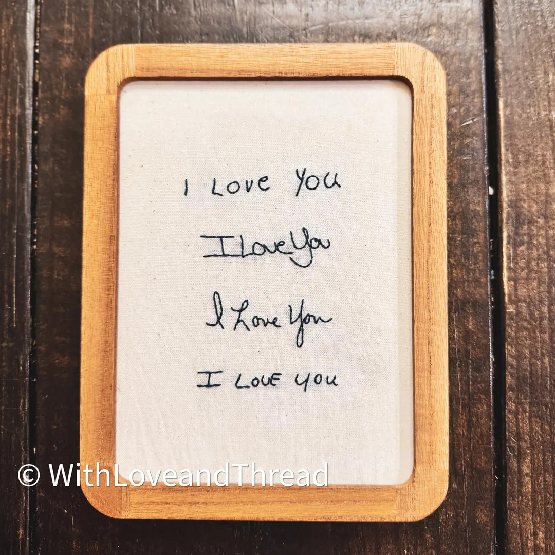 Custom Handwriting Embroidery Gift | Personalized “I Love You” Frame | Anniversary Gift for W... | Etsy (Global)