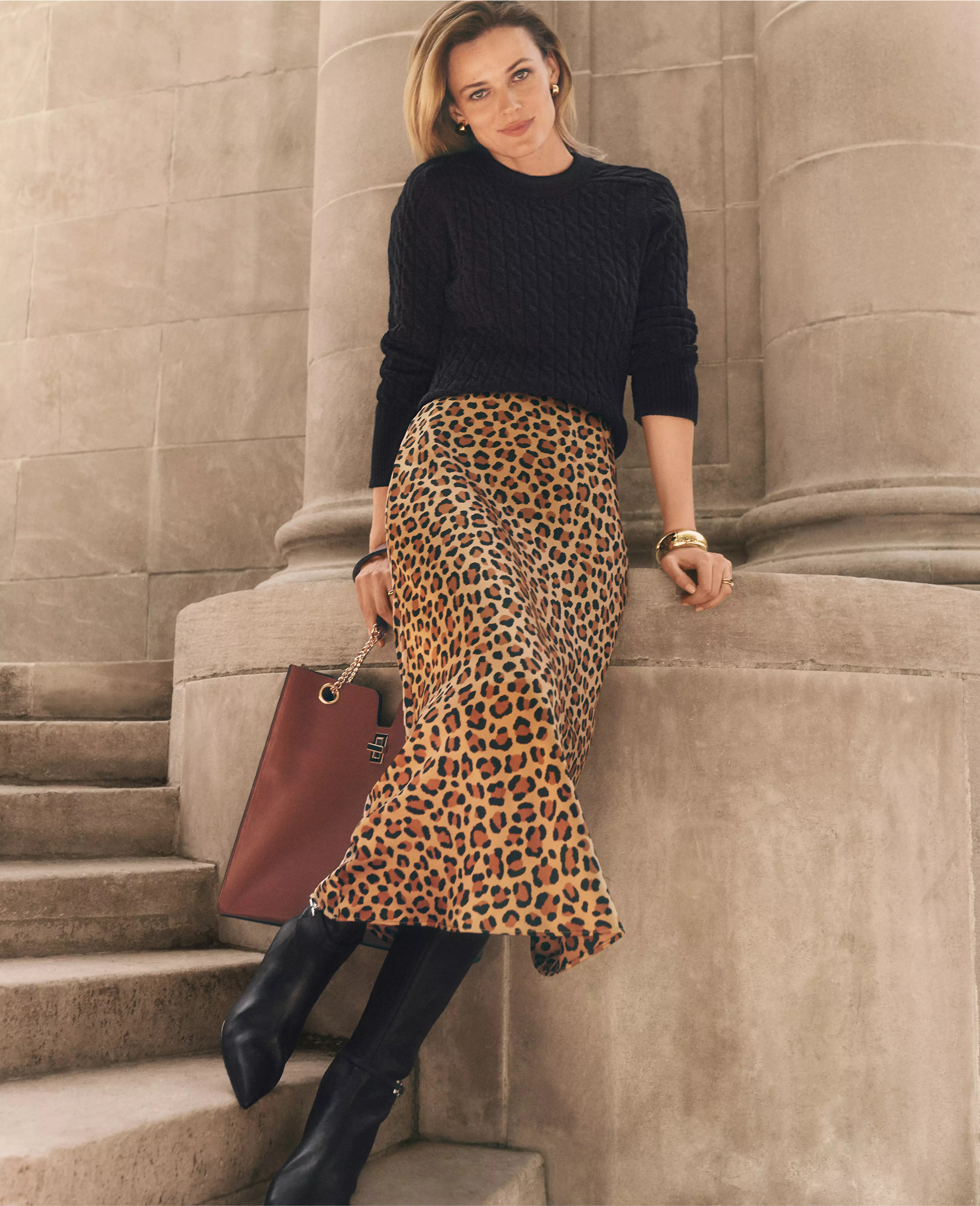 Petite Animal Print Bias Slip Skirt | Ann Taylor (US)