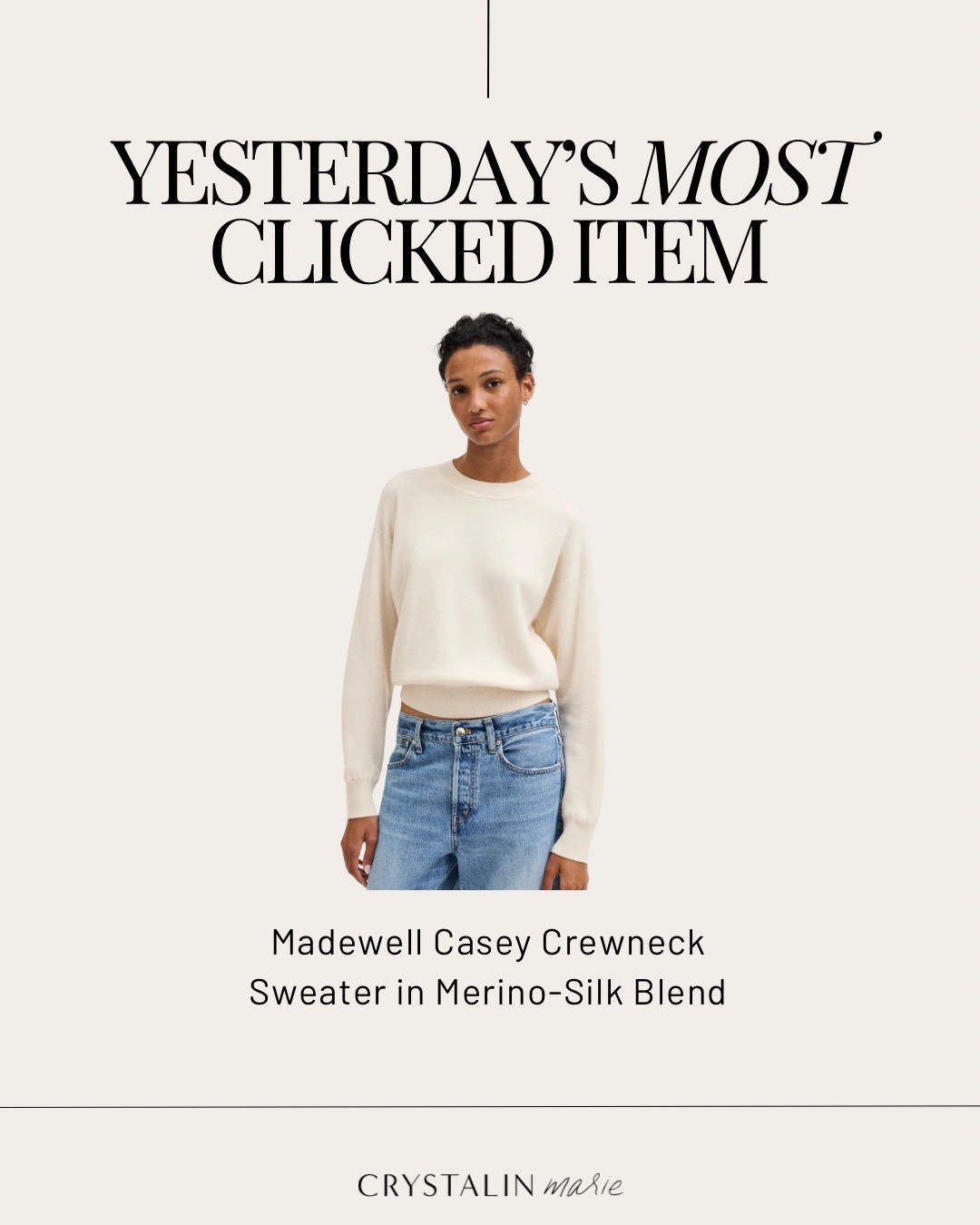 Madewell casey crewneck 🤍 on sale right now! size up 1-2 sizes. i’m in the medium.

#LTKootd #LTKPetite #LTKSaleAlert