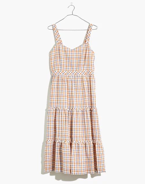 Gingham Sweetheart Ruffle-Tiered Midi Dress | Madewell