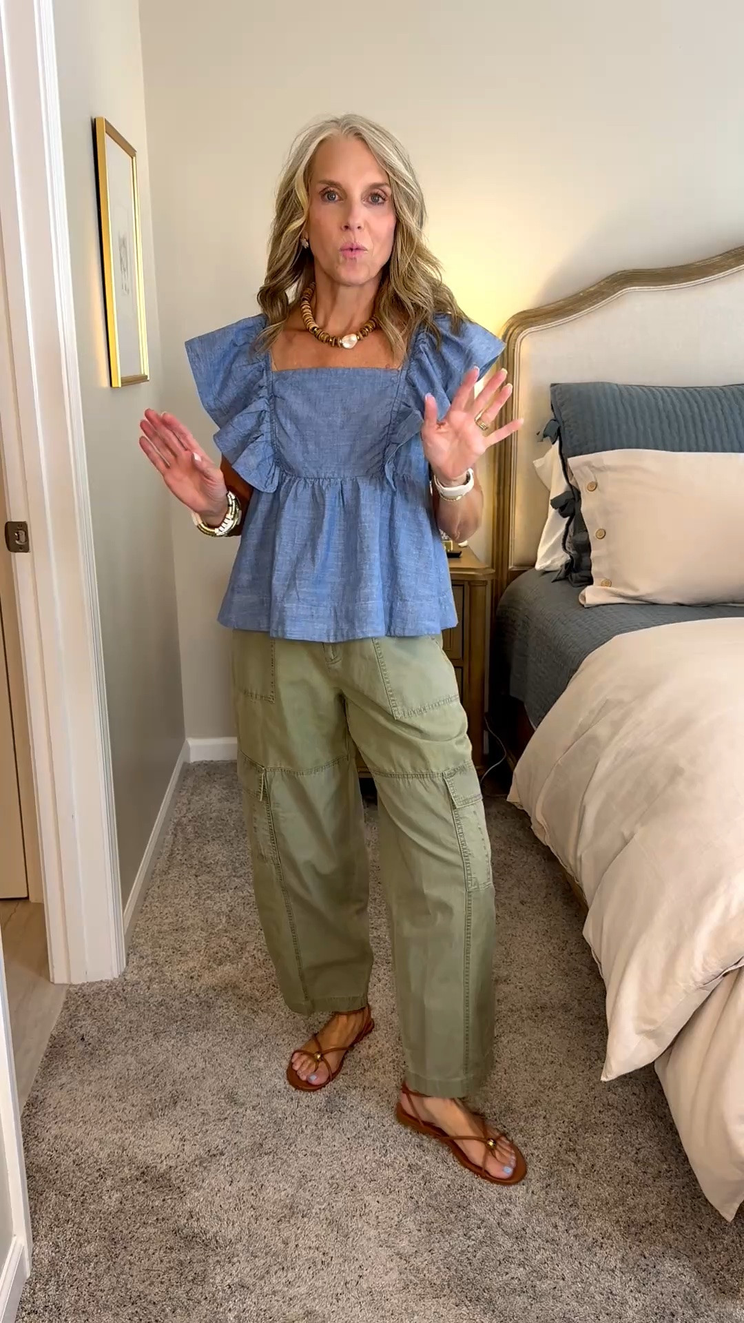 Wearing XS top and 2 pants. Sooo cute. The pants will be great going into fall and the top will be super cute with white anything. 
Use COAST25 on necklace and COAST20 on bracelets

#LTKootd #LTKOver40 #LTKdayinmylife