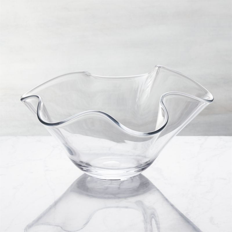 Mila Clear Glass Ruffle 11" Small Bowl + Reviews | Crate & Barrel | Crate & Barrel