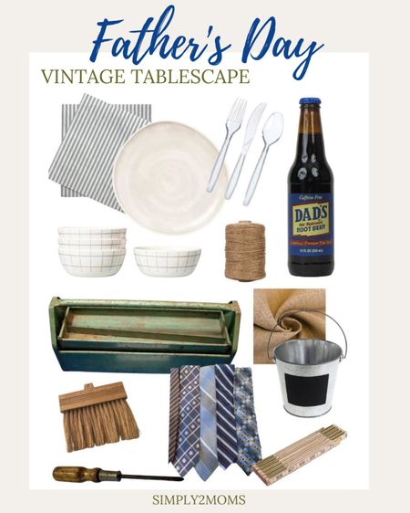 Looking for a way to show dad how much you appreciate him this Father’s Day. A festive tablescape is a great way to set the mood for a special meal. Melamine plates and plastic cutlery make hosting outside easy. Style a vintage centerpiece design with an antique toolbox filled with vintage neckties and tools. #tablescapes #Fathersday #vinagehomedecor 

#LTKhome #LTKSeasonal #LTKstyletip