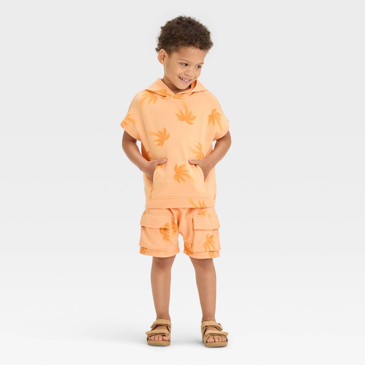 Grayson Mini Toddler Boys' French Palm Tree Hoodie T-Shirt - Orange | Target