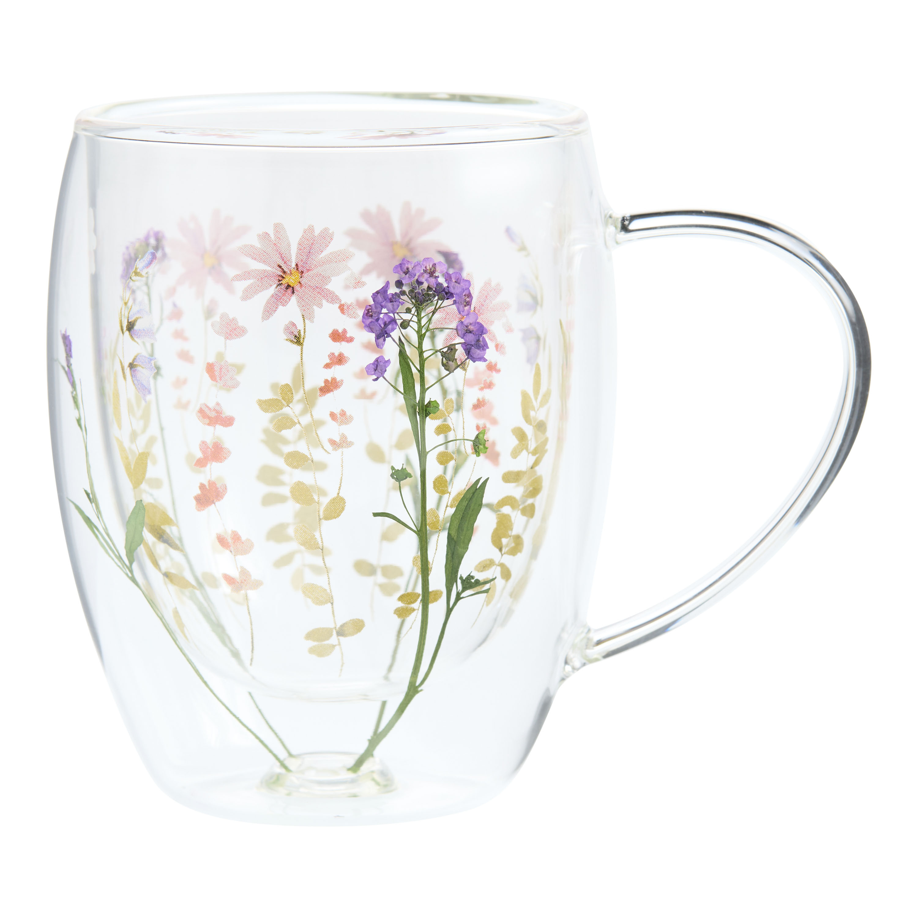 Botanica Purple Dried Floral Double Walled Glass Mug | World Market